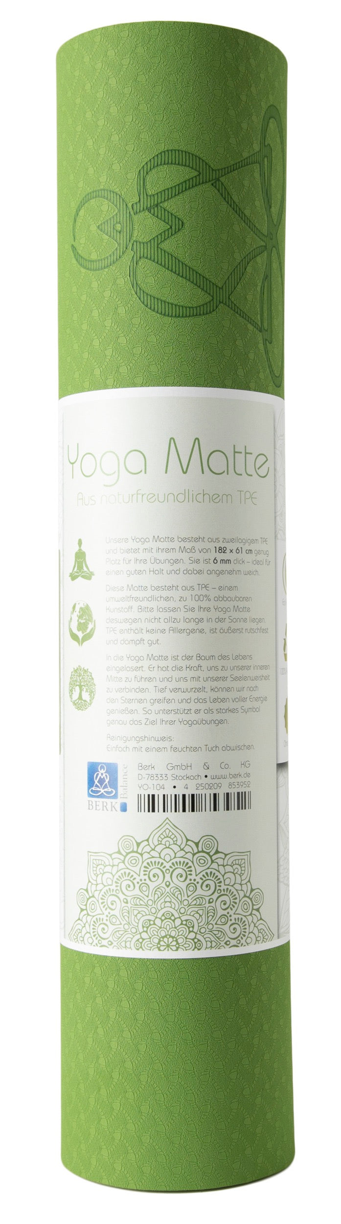 Yogamatte TPE ecofriendly - hellgrün/grau