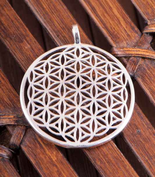 Blume des Lebens gewölbt, Anhänger Silber