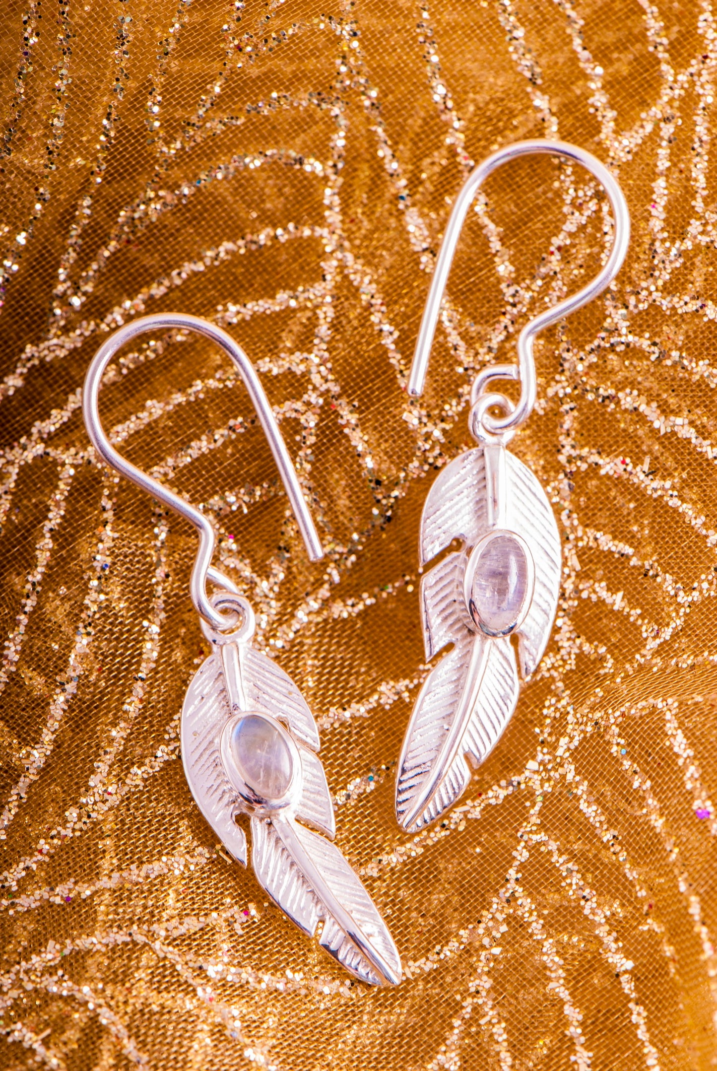 Feder Ohrringe mit Labradorit