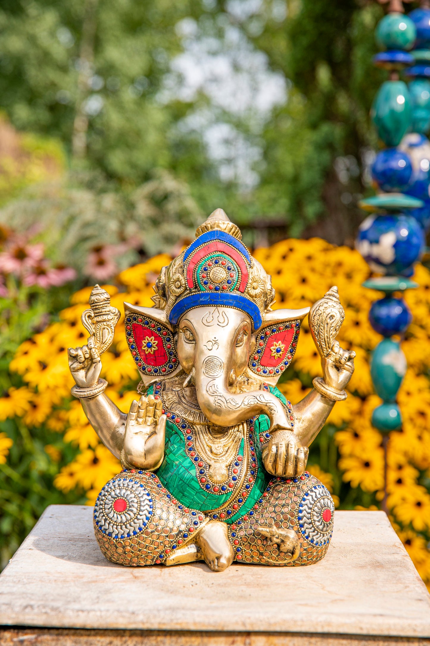 Ganesha, Messing mit Steinkunst 30cm