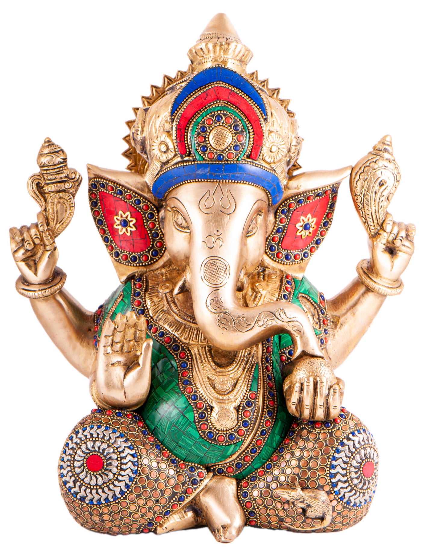 Ganesha, Messing mit Steinkunst 30cm