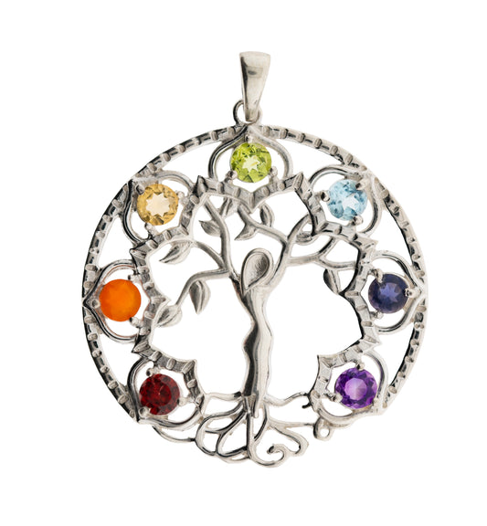 Elfenbaum mit Chakrasteinen